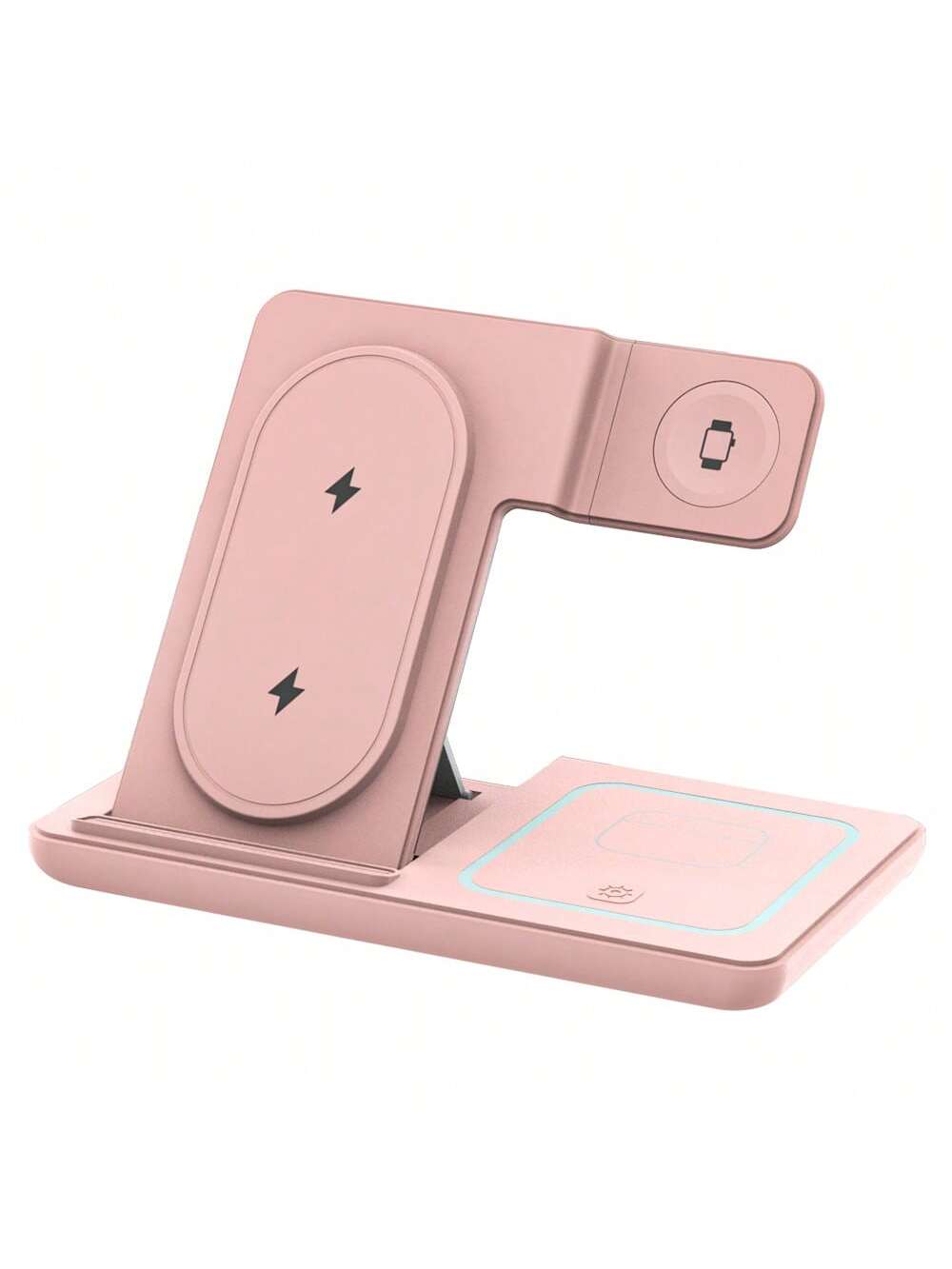 AmSengo 15W Foldable 3-In-1 Fast Wireless Charging Station Dock Compatible With Iphone 16 15 14 13 12 11, 9 8 7 6 5 Pro, USB Power Supply