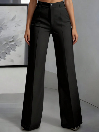 ANCHOSE Women's Elegant Navy Blue Slim Fit Tailored Dress Pants For Commuting, Summer Spring