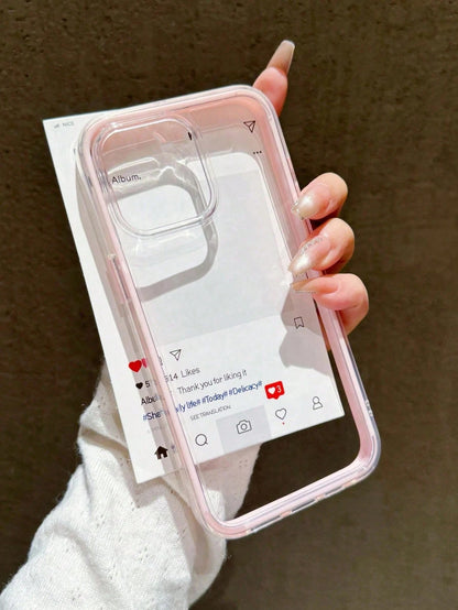 Apple Fashion Phone Case, High-End Texture, 3-In-1 Thickened Hard Material, Colorful Solid Color Frame, Personalized Creative Pink, White, Black, Blue, Green, Minimalist Anti-Drop Full Coverage Transp
