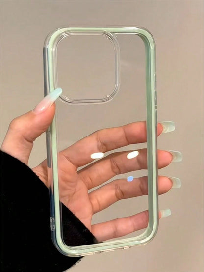 Apple Fashion Phone Case, High-End Texture, 3-In-1 Thickened Hard Material, Colorful Solid Color Frame, Personalized Creative Pink, White, Black, Blue, Green, Minimalist Anti-Drop Full Coverage Transp