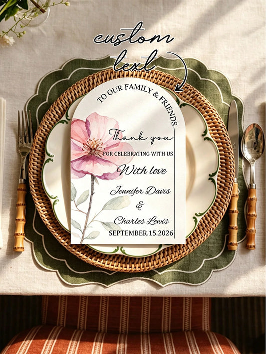 Arched Personalized Invitations, Personalized Wedding Invitations, Customizable Printed Floral Invitation Cards, Bridal Shower Baptism Engagement Invitations, Thank You Cards, Suitable For Weddings, H