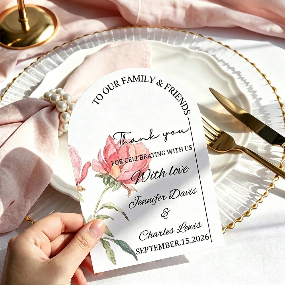 Arched Personalized Invitations, Personalized Wedding Invitations, Customizable Printed Floral Invitation Cards, Bridal Shower Baptism Engagement Invitations, Thank You Cards, Suitable For Weddings, H