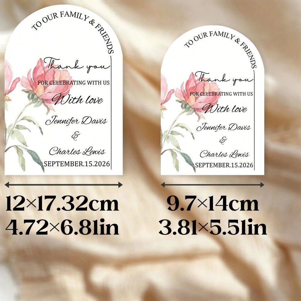 Arched Personalized Invitations, Personalized Wedding Invitations, Customizable Printed Floral Invitation Cards, Bridal Shower Baptism Engagement Invitations, Thank You Cards, Suitable For Weddings, H