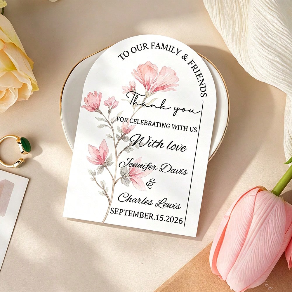 Arched Personalized Invitations, Personalized Wedding Invitations, Customizable Printed Floral Invitation Cards, Bridal Shower Baptism Engagement Invitations, Thank You Cards, Suitable For Weddings, H