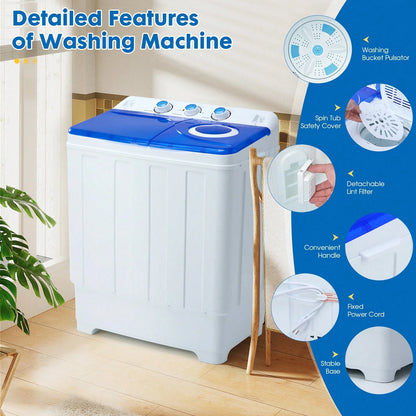 Artbros PLENTORA Portable Washing Machine Twin Tub- 28lbs Compact Washer(18lbs) And Dryer(10lbs) Combo With Drain Pump- Mini Laundry Machine For Apartments, Dorms, RVs, And Camping