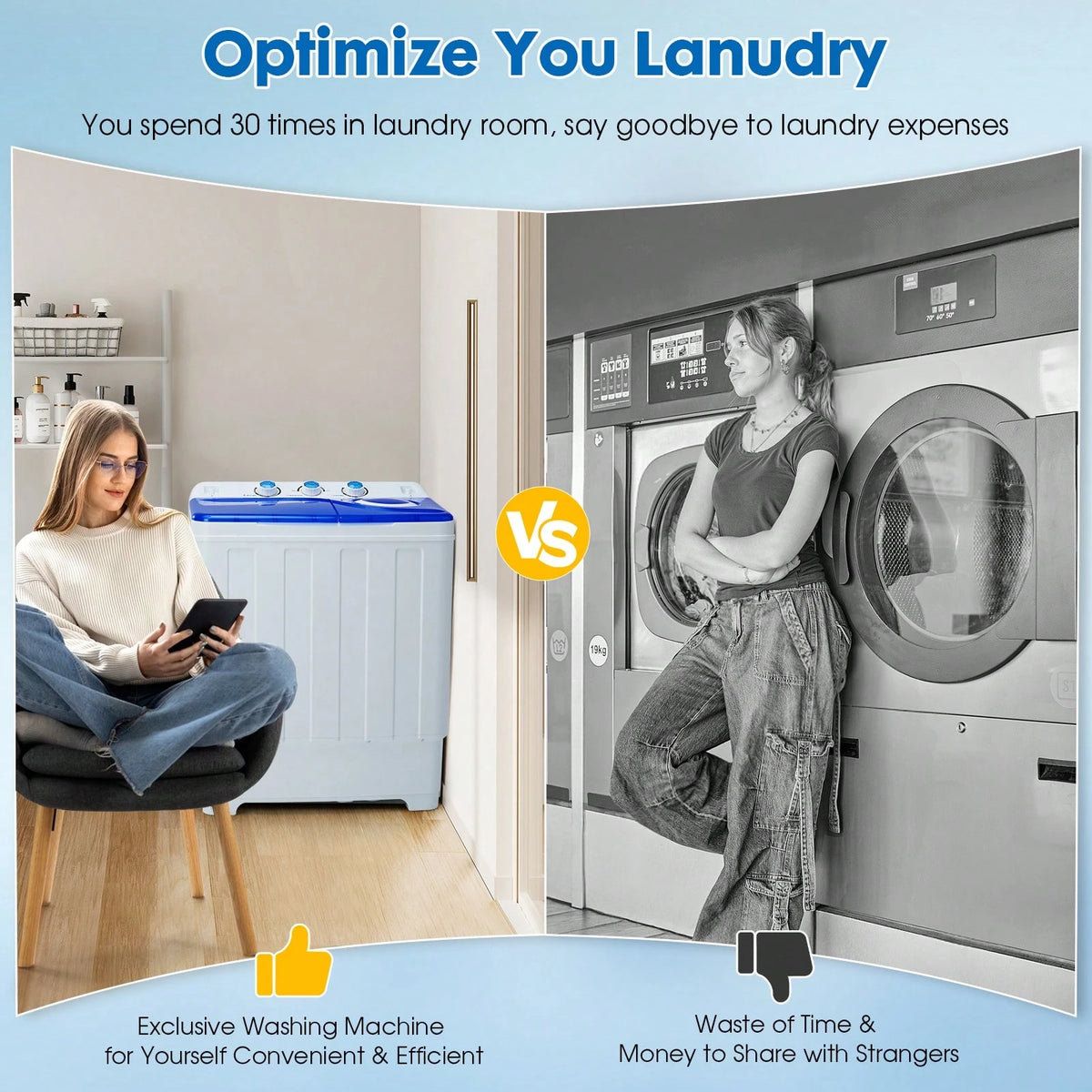 Artbros PLENTORA Portable Washing Machine Twin Tub- 28lbs Compact Washer(18lbs) And Dryer(10lbs) Combo With Drain Pump- Mini Laundry Machine For Apartments, Dorms, RVs, And Camping