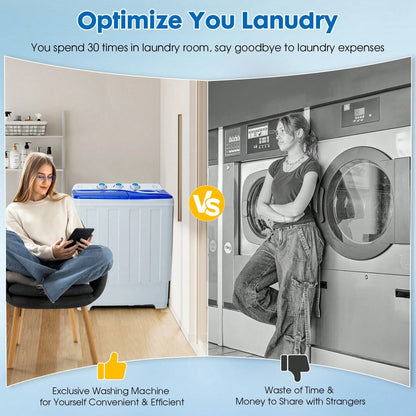 Artbros PLENTORA Portable Washing Machine Twin Tub- 28lbs Compact Washer(18lbs) And Dryer(10lbs) Combo With Drain Pump- Mini Laundry Machine For Apartments, Dorms, RVs, And Camping