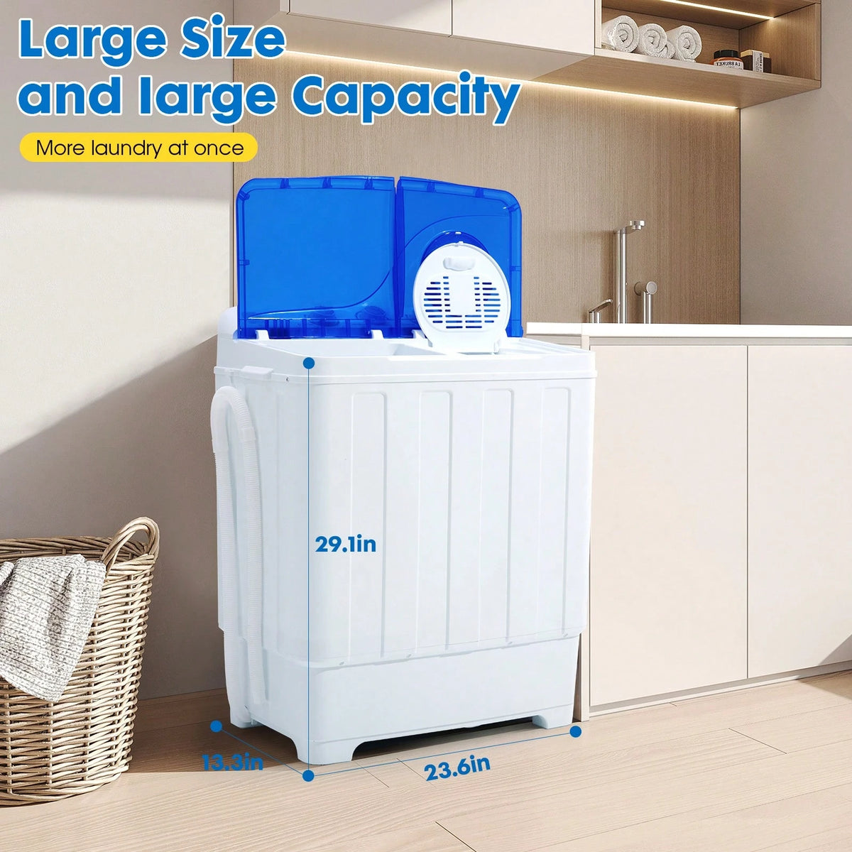 Artbros PLENTORA Portable Washing Machine Twin Tub- 28lbs Compact Washer(18lbs) And Dryer(10lbs) Combo With Drain Pump- Mini Laundry Machine For Apartments, Dorms, RVs, And Camping