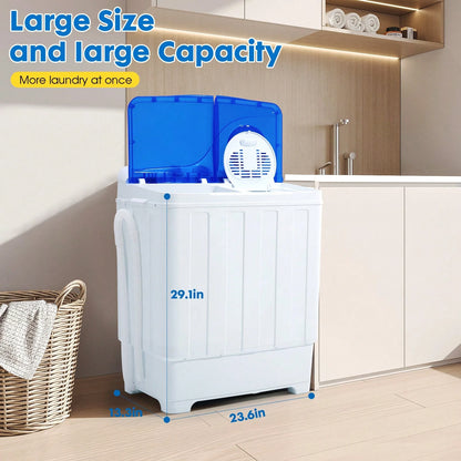 Artbros PLENTORA Portable Washing Machine Twin Tub- 28lbs Compact Washer(18lbs) And Dryer(10lbs) Combo With Drain Pump- Mini Laundry Machine For Apartments, Dorms, RVs, And Camping