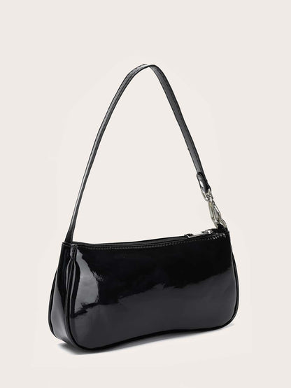 Artificial Patent Leather Bag For Teen Girls Women College Students,Rookies & White-Collar Workers Perfect For Office,College,Work,Business,Commute