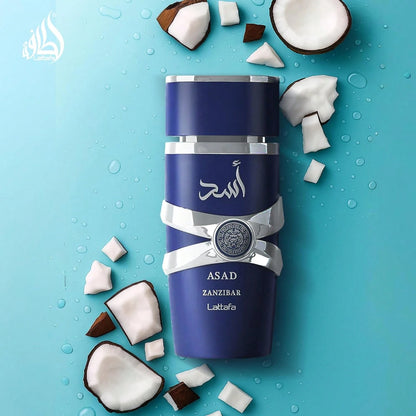 Asad Zanzibar- Fresh, Spicy, Vanilla, Coconut- Eau De Parfum Long-Lasting Fragrance For Men, 3.40 Ounce/ 100 Ml, Long Lasting Romantic Scent, Elegant Gift, Long-Lasting Fragrance, New Year's Gift