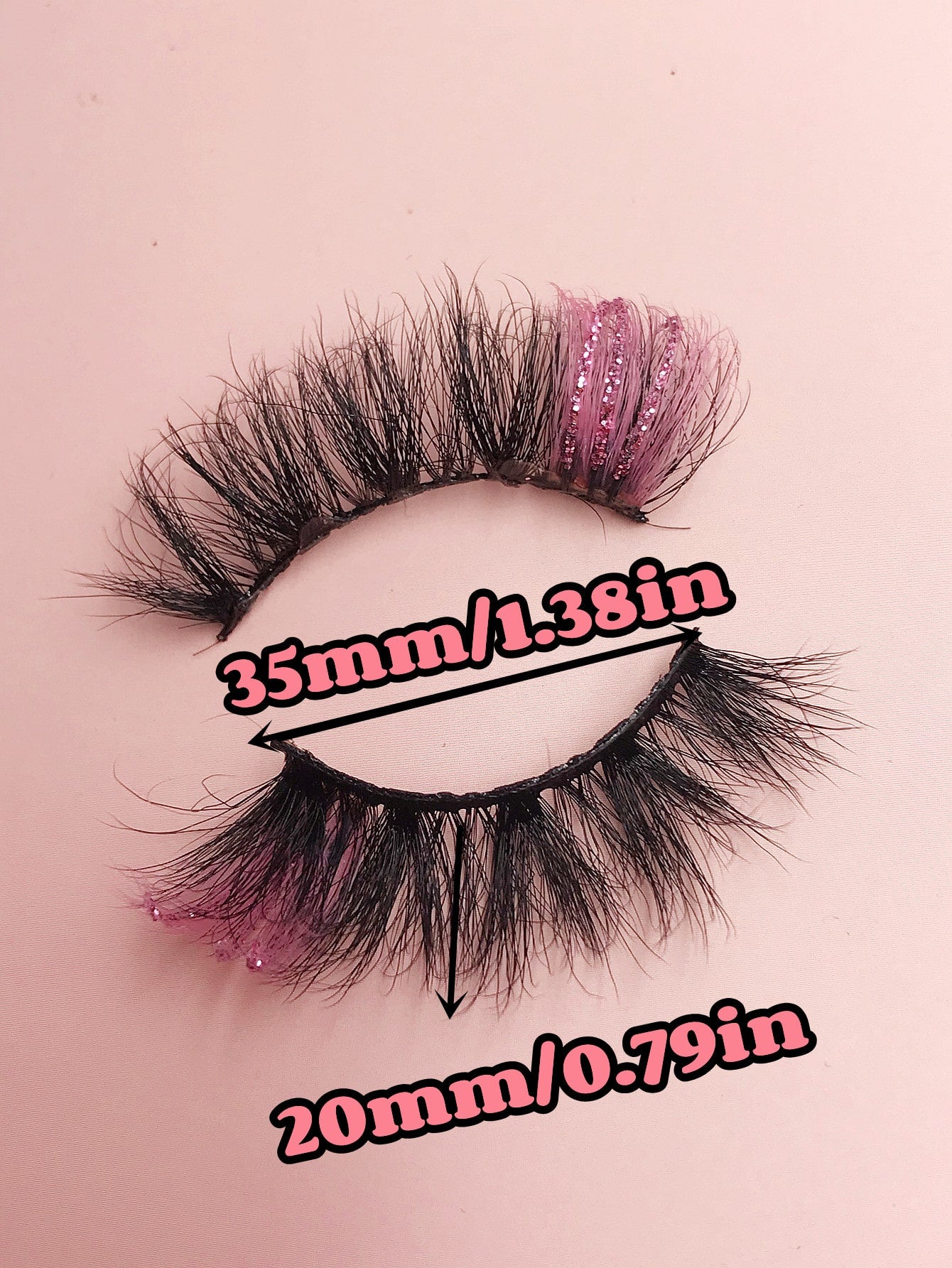 Asiteo 1 Pair Gradient Glitter Faux Mink Eyelashes, Shiny Natural Long & Fluffy, Suitable For Party Wear