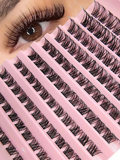Asiteo 110pcs Professional Natural Curly & Fluffy Eyelash Clusters, D-Curl Voluminous, Create Charming Makeup, 8-16mm Customizable Length, DIY Eyelash Extension Kit