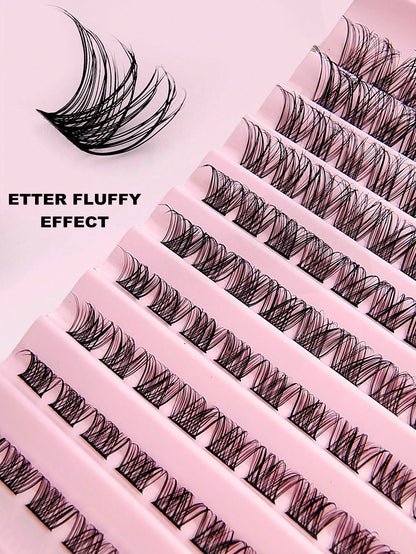 Asiteo 110pcs Professional Natural Curly & Fluffy Eyelash Clusters, D-Curl Voluminous, Create Charming Makeup, 8-16mm Customizable Length, DIY Eyelash Extension Kit