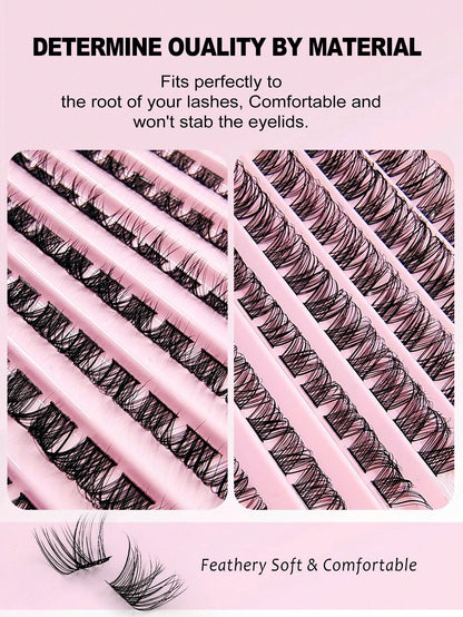 Asiteo 110pcs Professional Natural Curly & Fluffy Eyelash Clusters, D-Curl Voluminous, Create Charming Makeup, 8-16mm Customizable Length, DIY Eyelash Extension Kit