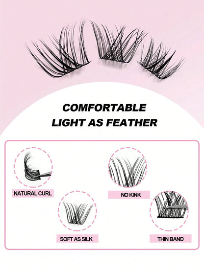 Asiteo 110pcs Professional Natural Curly & Fluffy Eyelash Clusters, D-Curl Voluminous, Create Charming Makeup, 8-16mm Customizable Length, DIY Eyelash Extension Kit