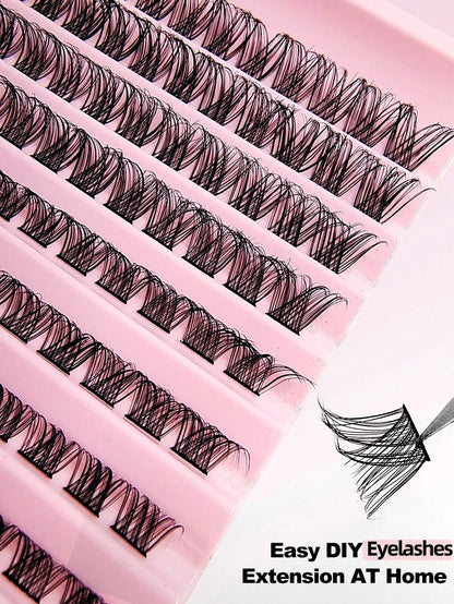 Asiteo 110pcs Professional Natural Curly & Fluffy Eyelash Clusters, D-Curl Voluminous, Create Charming Makeup, 8-16mm Customizable Length, DIY Eyelash Extension Kit