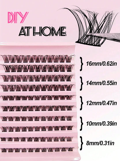 Asiteo 110pcs Professional Natural Curly & Fluffy Eyelash Clusters, D-Curl Voluminous, Create Charming Makeup, 8-16mm Customizable Length, DIY Eyelash Extension Kit