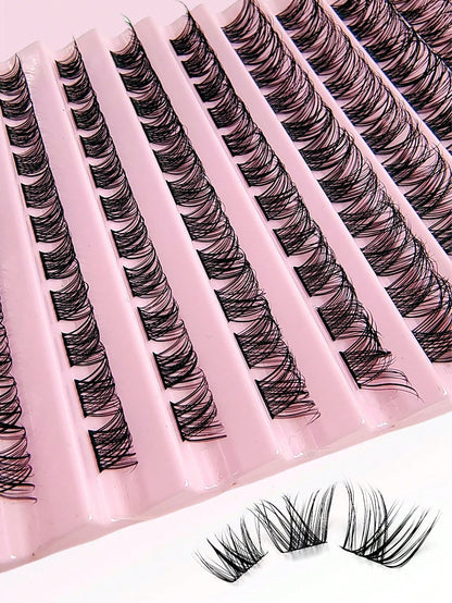Asiteo 110pcs Professional Natural Curly & Fluffy Eyelash Clusters, D-Curl Voluminous, Create Charming Makeup, 8-16mm Customizable Length, DIY Eyelash Extension Kit