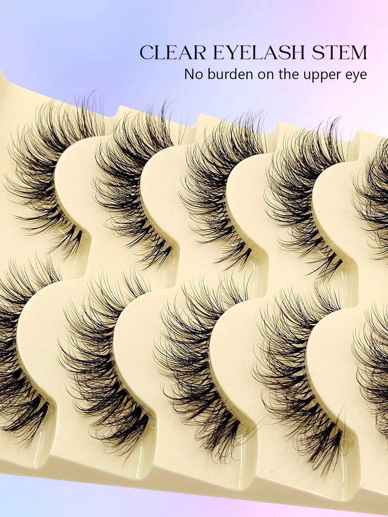 Asiteo 5 Pairs Cartoon Style Natural Thin False Eyelashes- Transparent Band Faux Mink Cat Eye Lashes, Create Natural Daily Makeup- Reusable, Comfortable, Beginner-Friendly