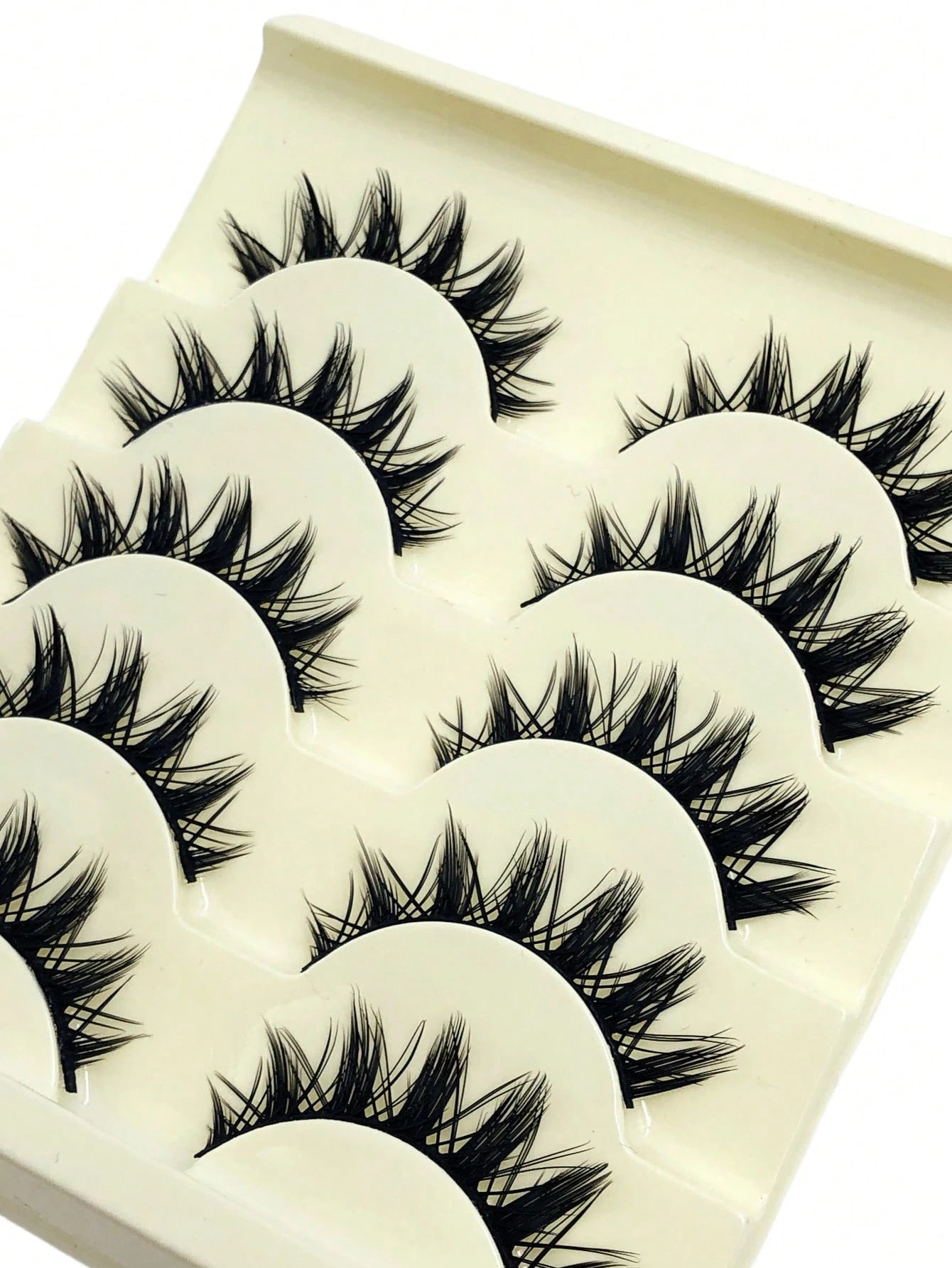 Asiteo 5 Pairs Cartoon Style Natural Thin False Eyelashes- Transparent Band Faux Mink Cat Eye Lashes, Create Natural Daily Makeup- Reusable, Comfortable, Beginner-Friendly