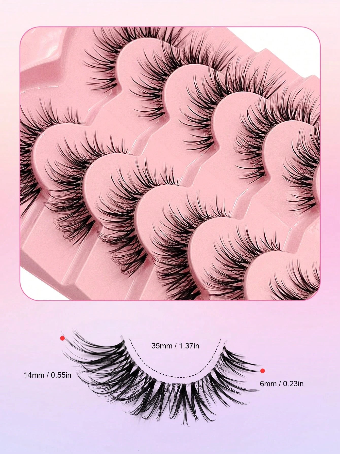 Asiteo 7 Pairs Cat Eye False Eyelashes, Transparent Band Fox Eye Lashes, Elongated Winged Lashes, Faux Mink Natural Look Fake Lashes