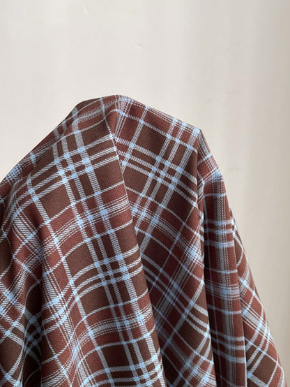 Attitoon Women's Plaid Bubble Short Sleeve Shirt, Vintage Plaid Blouse For School, Back-To-School, Autumn, Casual Works, Y2K Country, Elegant
