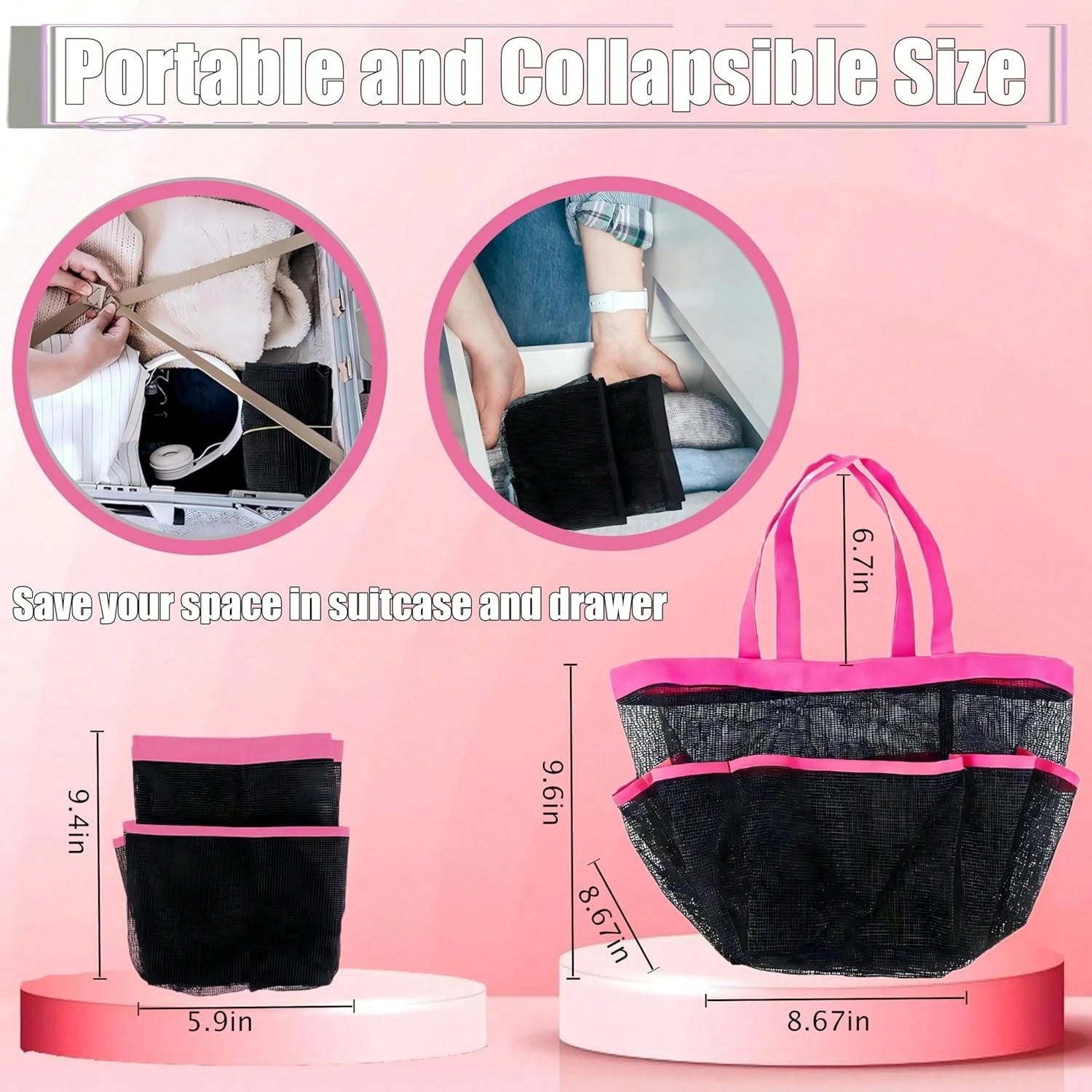 Attmu Mesh Shower Caddy Portable, Quick Dry Hanging Shower Tote Bag For College Dorm Room Essentials, Large Capacity Shower Caddy Dorm For Bathroom Gym Swimming