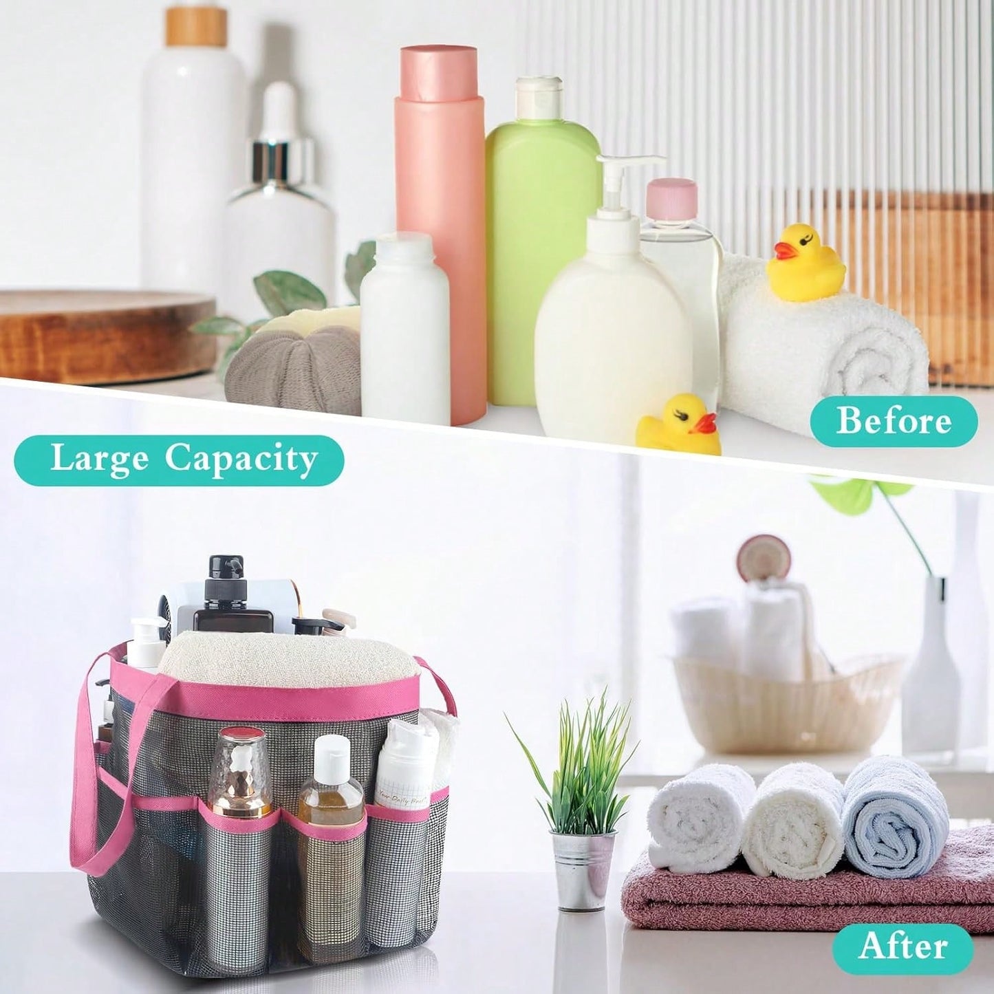 Attmu Mesh Shower Caddy Portable, Quick Dry Hanging Shower Tote Bag For College Dorm Room Essentials, Large Capacity Shower Caddy Dorm For Bathroom Gym Swimming