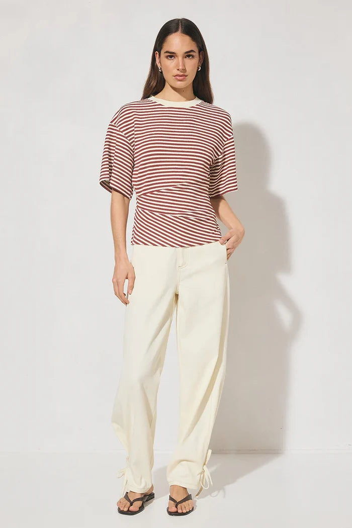 Aura Tee Burgundy Cream Stripe