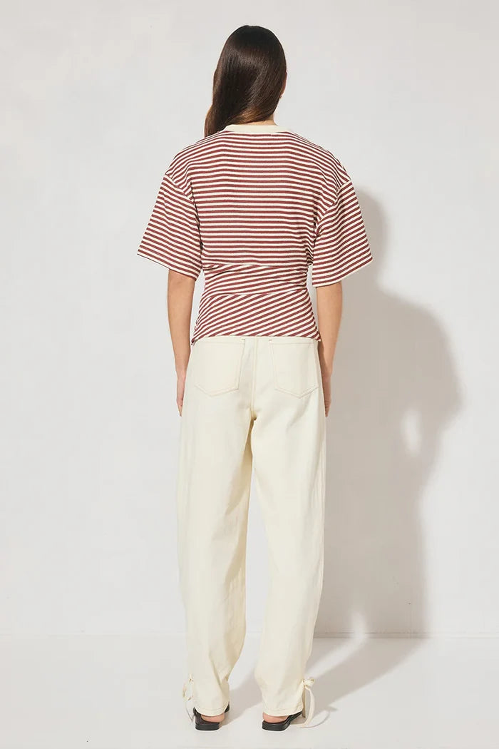 Aura Tee Burgundy Cream Stripe