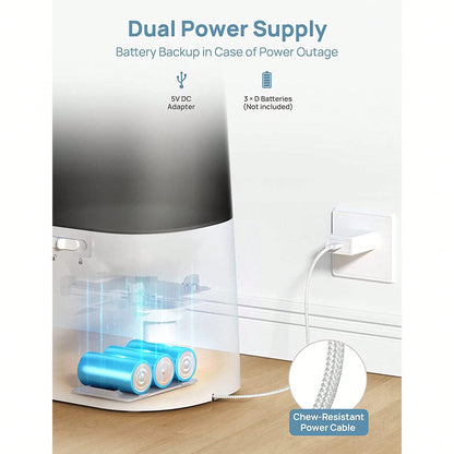 Automatic Cat & Dogs Feeder, 5L/21Cups Timed Pet Food Dispenser With Double Bowls, 48 Portions, 6 Meals Per Day, Memory Function, 10s Meal Call For Cats & Small Dogs