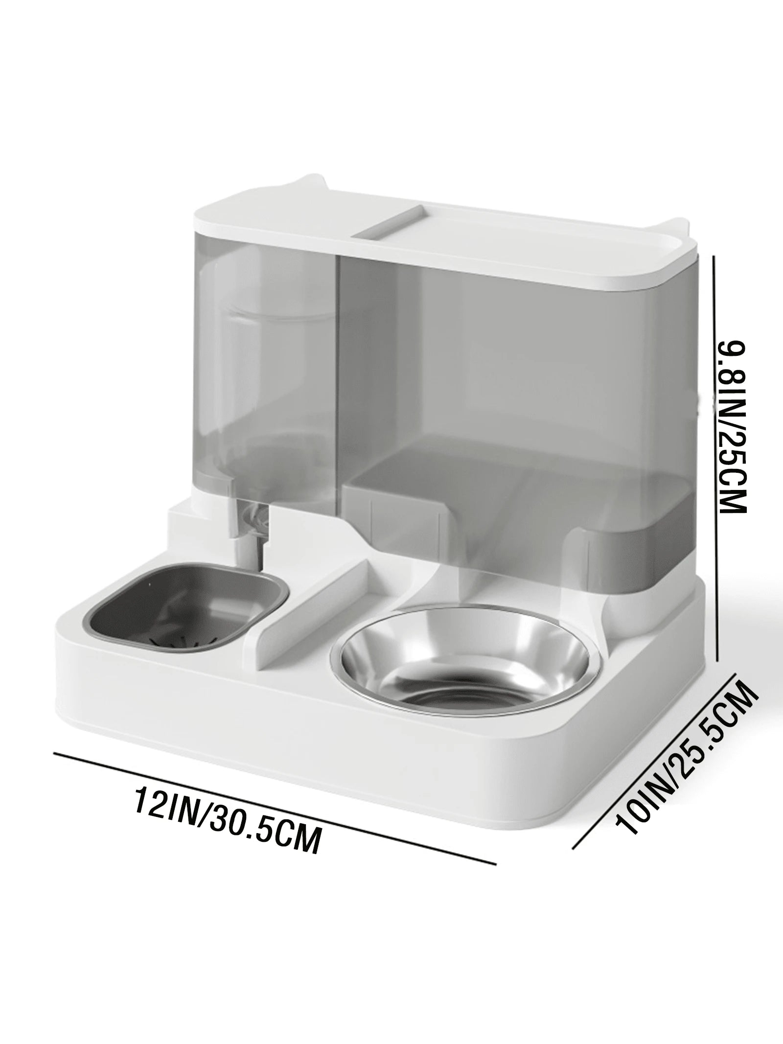 Automatic Gravity Cat Food Feeder And Water Dispenser Stainless Steel Two-In-One Set, Large Capacity 2.8L Food Feeder And 1L Water Fountain For Pets Dogs, Puppies, Kittens, Rabbits (Gary)