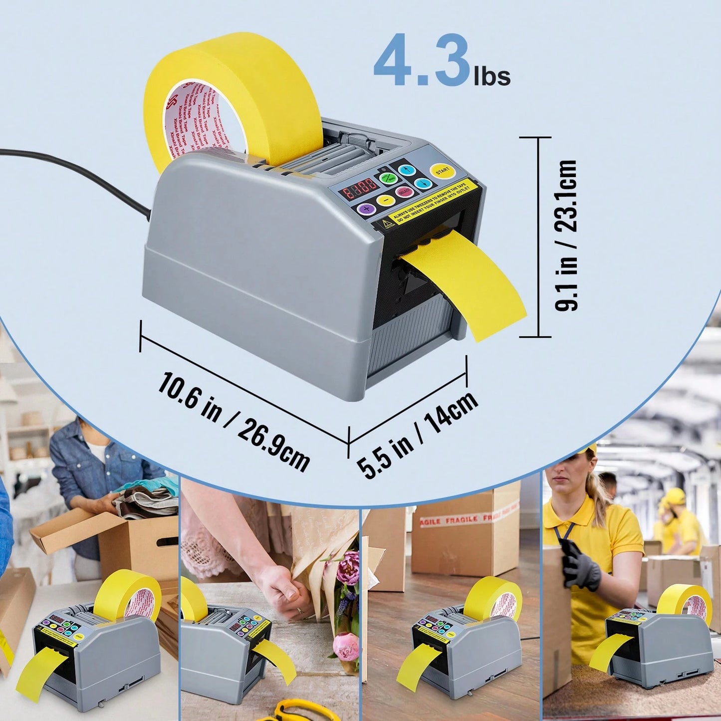 Automatic Tape Dispenser Adhesive Electric Tape Cutter Packaging Machine Tape Cutting Machine 6-60mm Tape Width