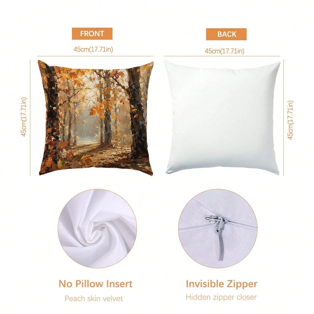 Autumn Vintage Forest Oil Painting Pumpkin & Squirrel Cushion Cover 4pcs Set, Single-Sided Printed Peach Skin Velvet Polyester Material, 45*45CM/18*18inch Pillow Covers Suitable For Room Decoration, M
