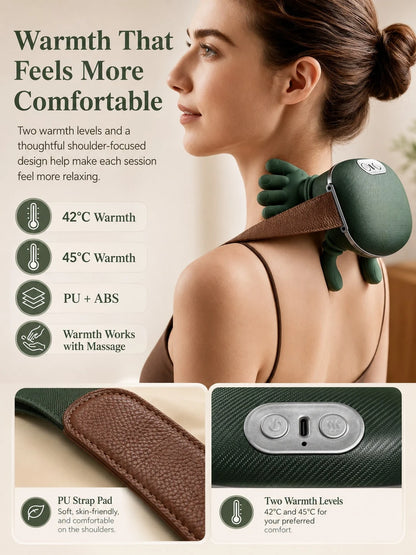 Avocado Green Imitate Human Hand Kneading Cervical Massage Pillow, Multi-Mode Hot Compress Shoulder And Neck Massager, Neck And Shoulder Relief Device For Home, Office And Car Use