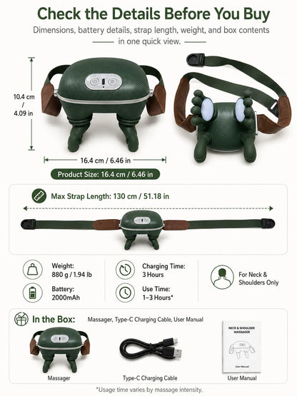 Avocado Green Imitate Human Hand Kneading Cervical Massage Pillow, Multi-Mode Hot Compress Shoulder And Neck Massager, Neck And Shoulder Relief Device For Home, Office And Car Use