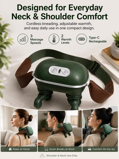 Avocado Green Imitate Human Hand Kneading Cervical Massage Pillow, Multi-Mode Hot Compress Shoulder And Neck Massager, Neck And Shoulder Relief Device For Home, Office And Car Use