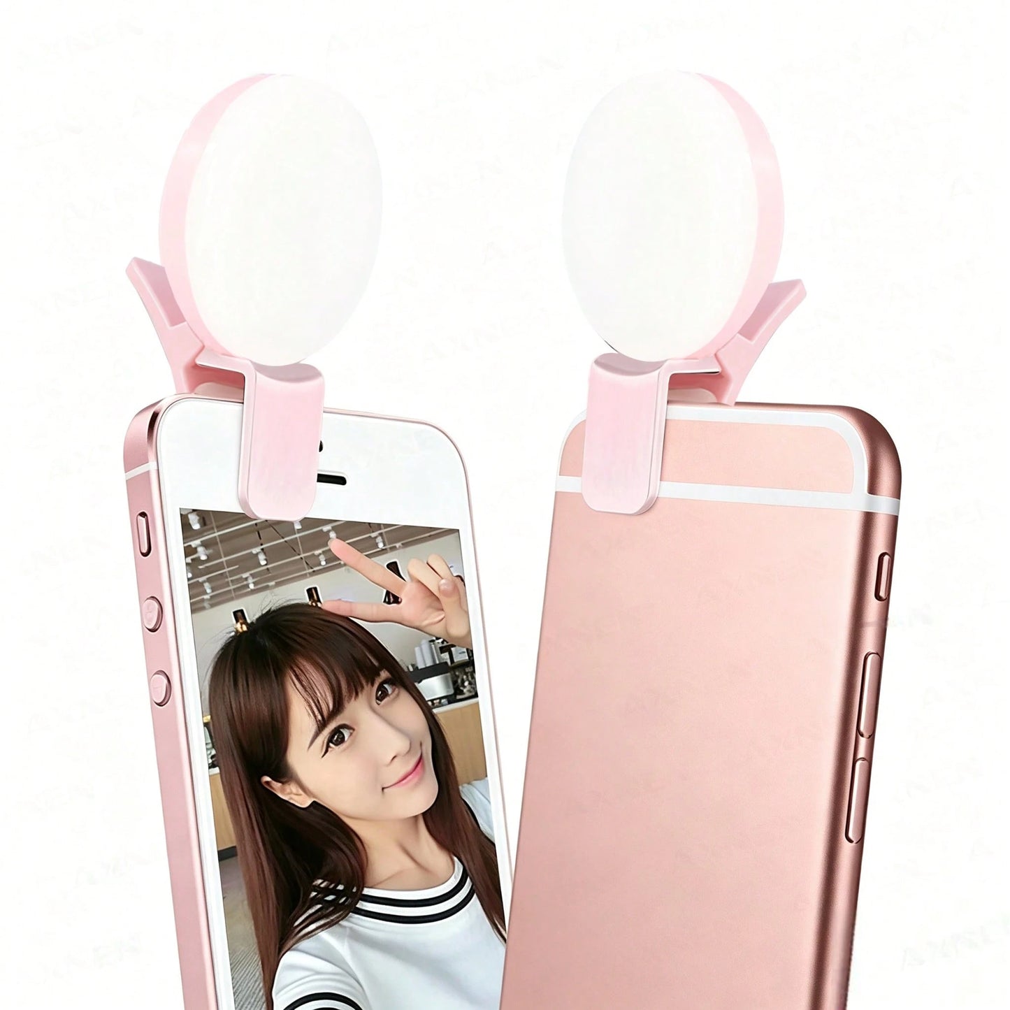 AXNEN 1pc Clip-On Round Portable Selfie Light, Mini Selfie Ring Light, Rechargeable Battery With 3 Adjustable Brightness Levels, 2-8 Hours Battery Life, Suitable For IOS/Android Phone Photography, Vid