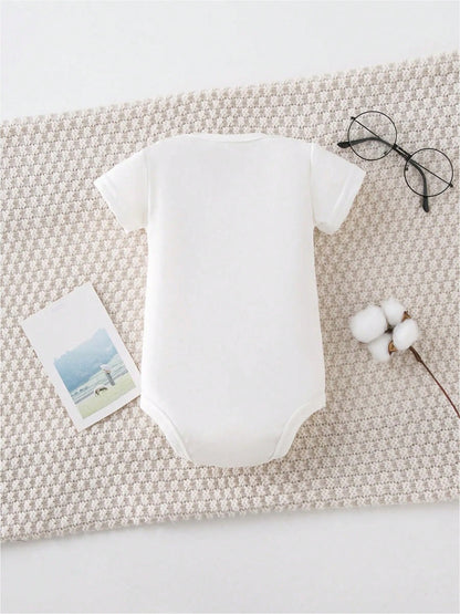 AYJK7 MY AUNT IS DEFINITELY COOLER THAN MY DAD Print Funny Newborn Boys Clothes 100% Cotton Casual Comfortable Short Sleeve Baby Romper