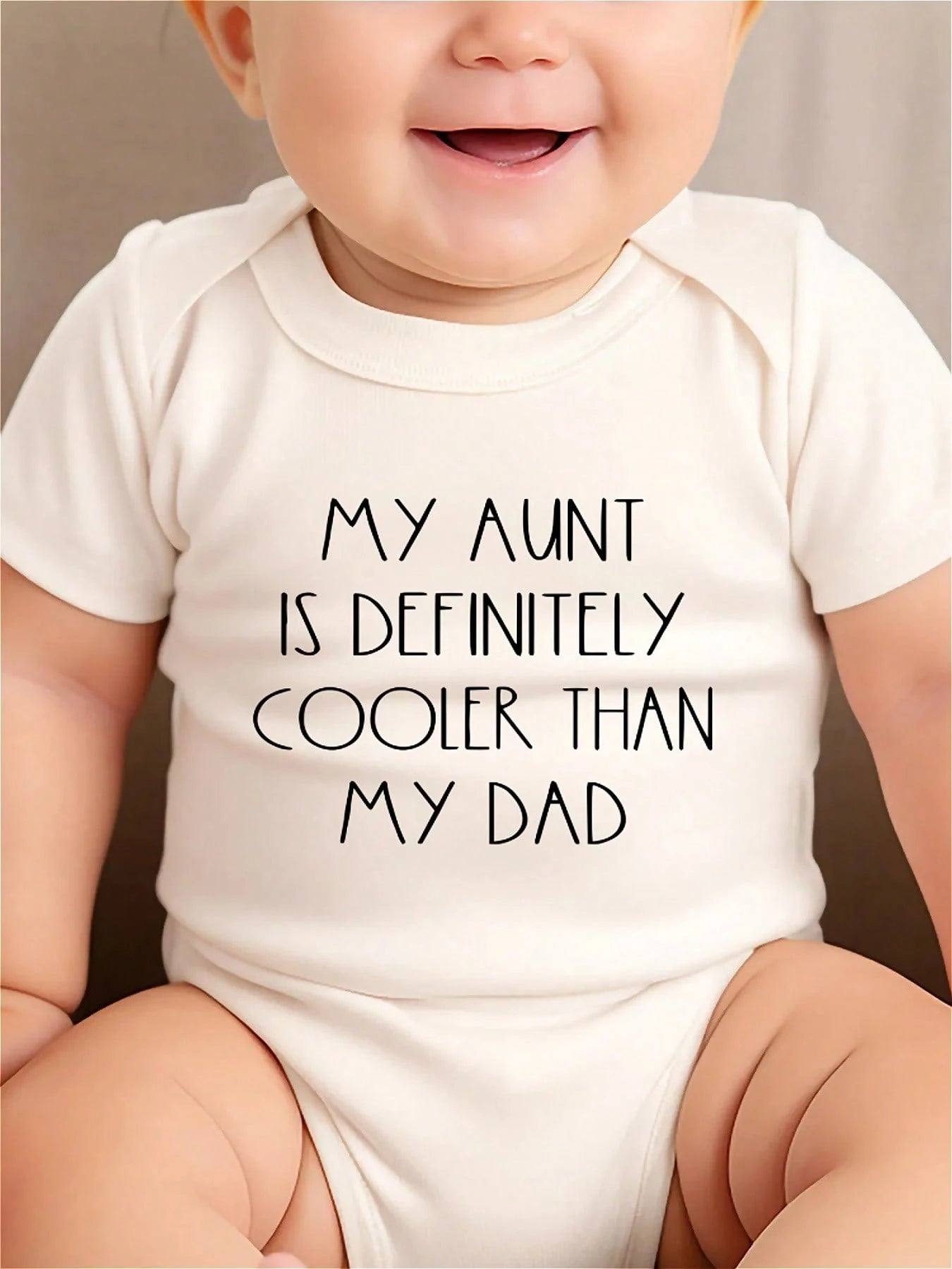 AYJK7 MY AUNT IS DEFINITELY COOLER THAN MY DAD Print Funny Newborn Boys Clothes 100% Cotton Casual Comfortable Short Sleeve Baby Romper