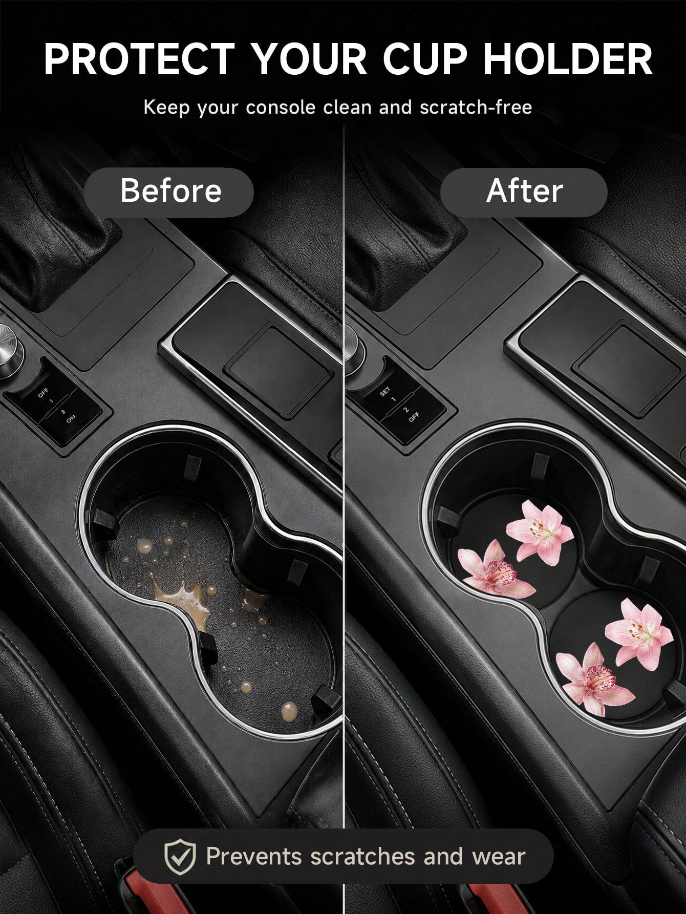 Ayotu 2pcs Pink Hawaiian Car Coaster, Auto Accessories, Car Supplies, Women's Car Accessories, Car Decor, Car Cup Holder Pad, Non-Slip Cup Holder Embedded Decorative Coasters, Car Interior Accessories