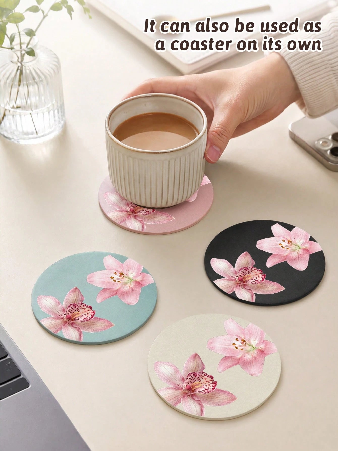 Ayotu 2pcs Pink Hawaiian Car Coaster, Auto Accessories, Car Supplies, Women's Car Accessories, Car Decor, Car Cup Holder Pad, Non-Slip Cup Holder Embedded Decorative Coasters, Car Interior Accessories