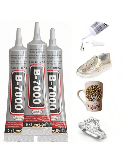 B7000 Transparent Jewelry Glue, Waterproof Flexible Adhesive, Fine Tip, Suitable For Metal, Glass, Fabric, Rhinestones, Phone And Shoe Repair, DIY Crafts And Jewelry Making