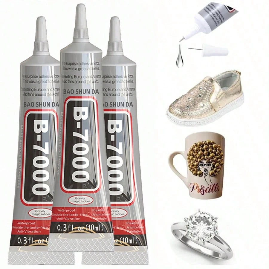B7000 Transparent Jewelry Glue, Waterproof Flexible Adhesive, Fine Tip, Suitable For Metal, Glass, Fabric, Rhinestones, Phone And Shoe Repair, DIY Crafts And Jewelry Making