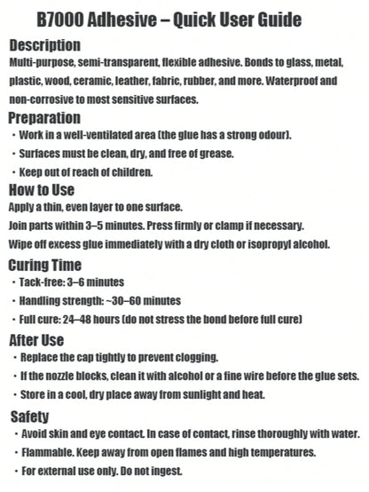 B7000 Transparent Jewelry Glue, Waterproof Flexible Adhesive, Fine Tip, Suitable For Metal, Glass, Fabric, Rhinestones, Phone And Shoe Repair, DIY Crafts And Jewelry Making