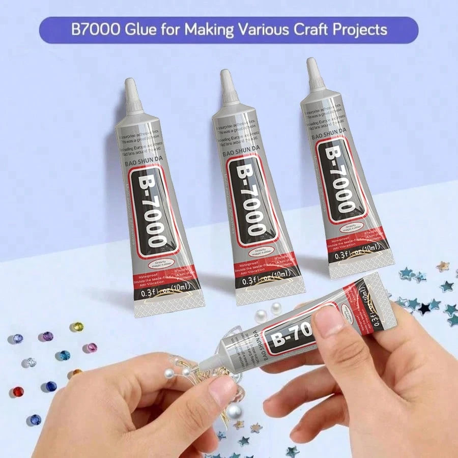B7000 Transparent Jewelry Glue, Waterproof Flexible Adhesive, Fine Tip, Suitable For Metal, Glass, Fabric, Rhinestones, Phone And Shoe Repair, DIY Crafts And Jewelry Making