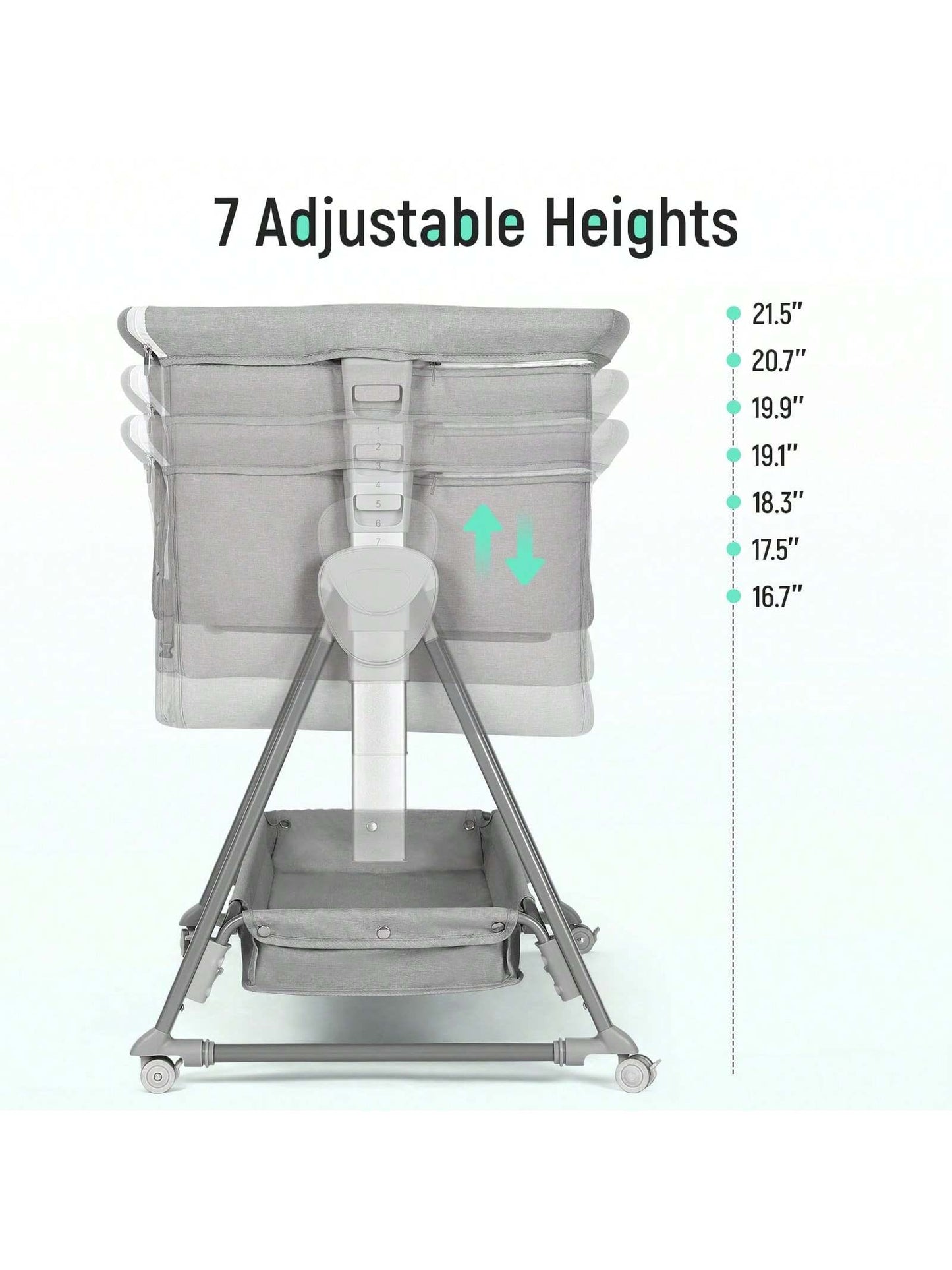 Baby Bassinet, Beside Sleeper For Baby Easy Folding Bedside Bassinet With Storage Basket And Wheels To Reduce Mom's Fatigue (Dark Grey)