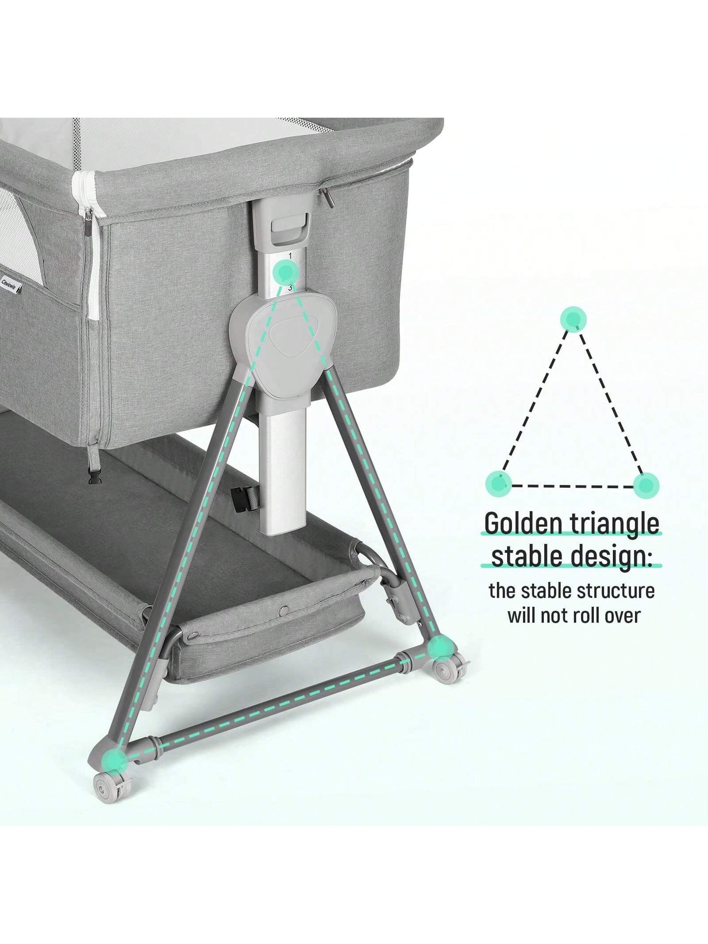 Baby Bassinet, Beside Sleeper For Baby Easy Folding Bedside Bassinet With Storage Basket And Wheels To Reduce Mom's Fatigue (Dark Grey)