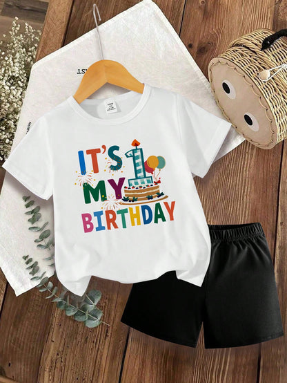 Baby Boy 2pcs/Set Casual Daily Versatile Funny Graphic Printed Sets, Spring/Summer